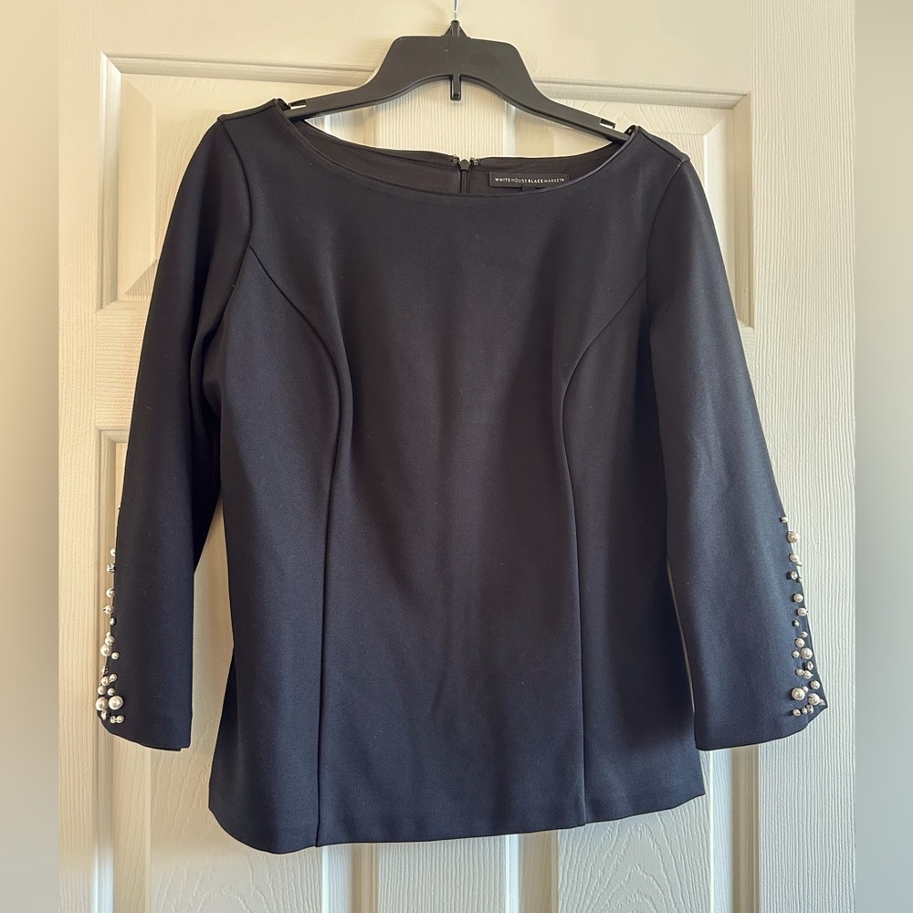 WHBM Top with Beaded Accents on Sleeves